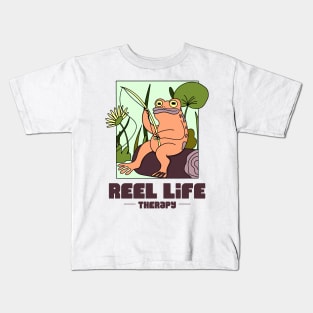 Reel Life Therapy Funny Fishing Fisherman Kids T-Shirt